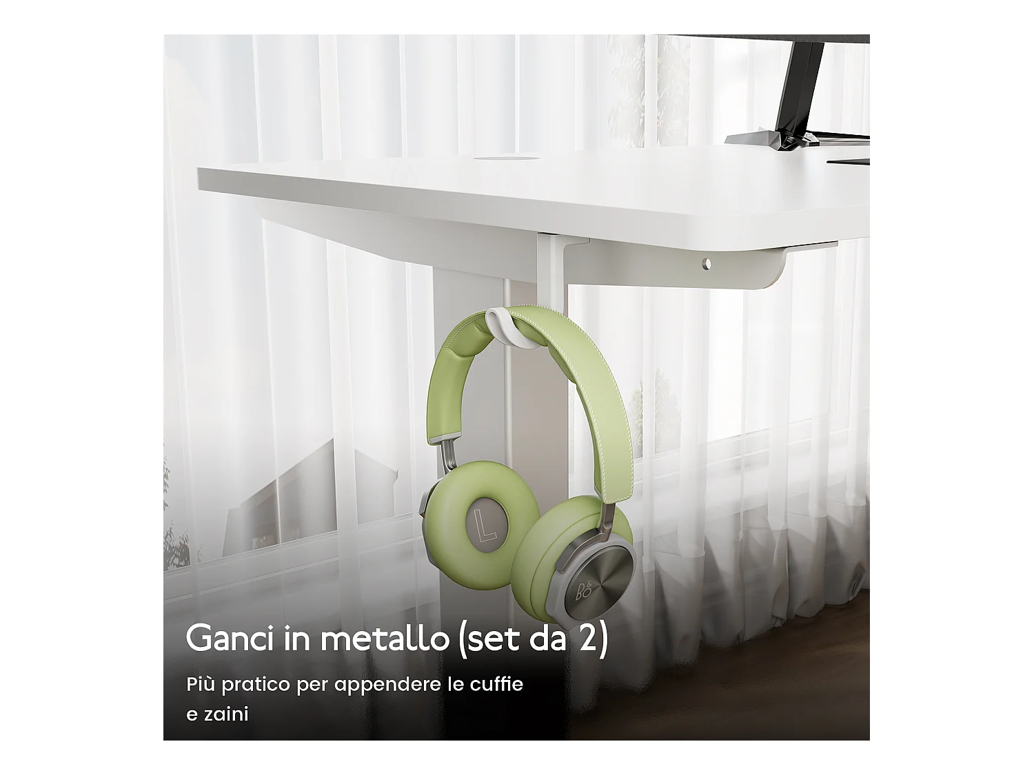 Scrivania elettrica HOMAVO regolabile 140x60 cm – Funzione memoria e anti-collisione – Ideale per il telelavoro – Colore bianco