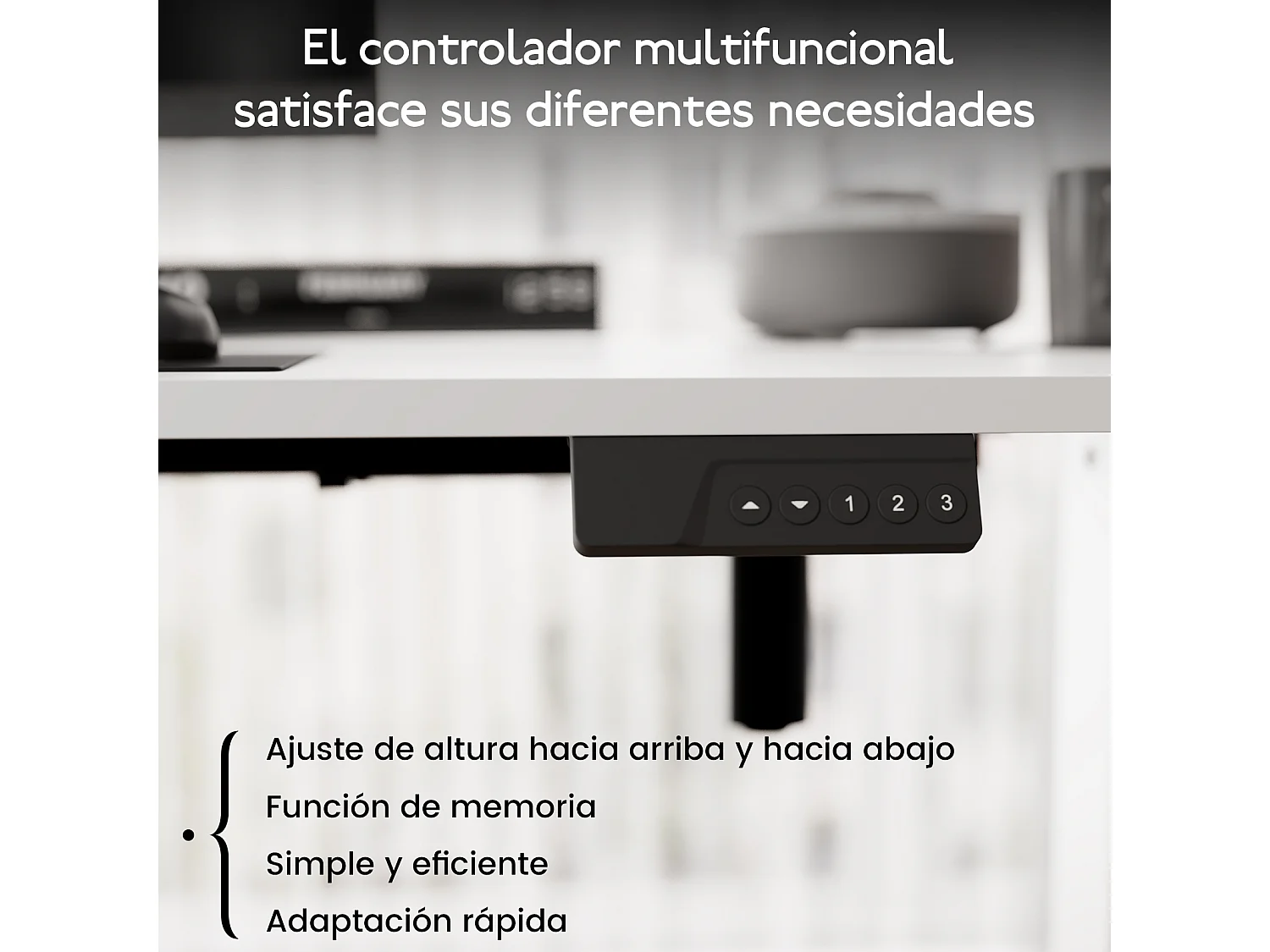 Escritorio eléctrico HOMAVO ajustable 110x60 cm – Función de memoria y anti-colisión – Ideal para teletrabajo – Color blanco