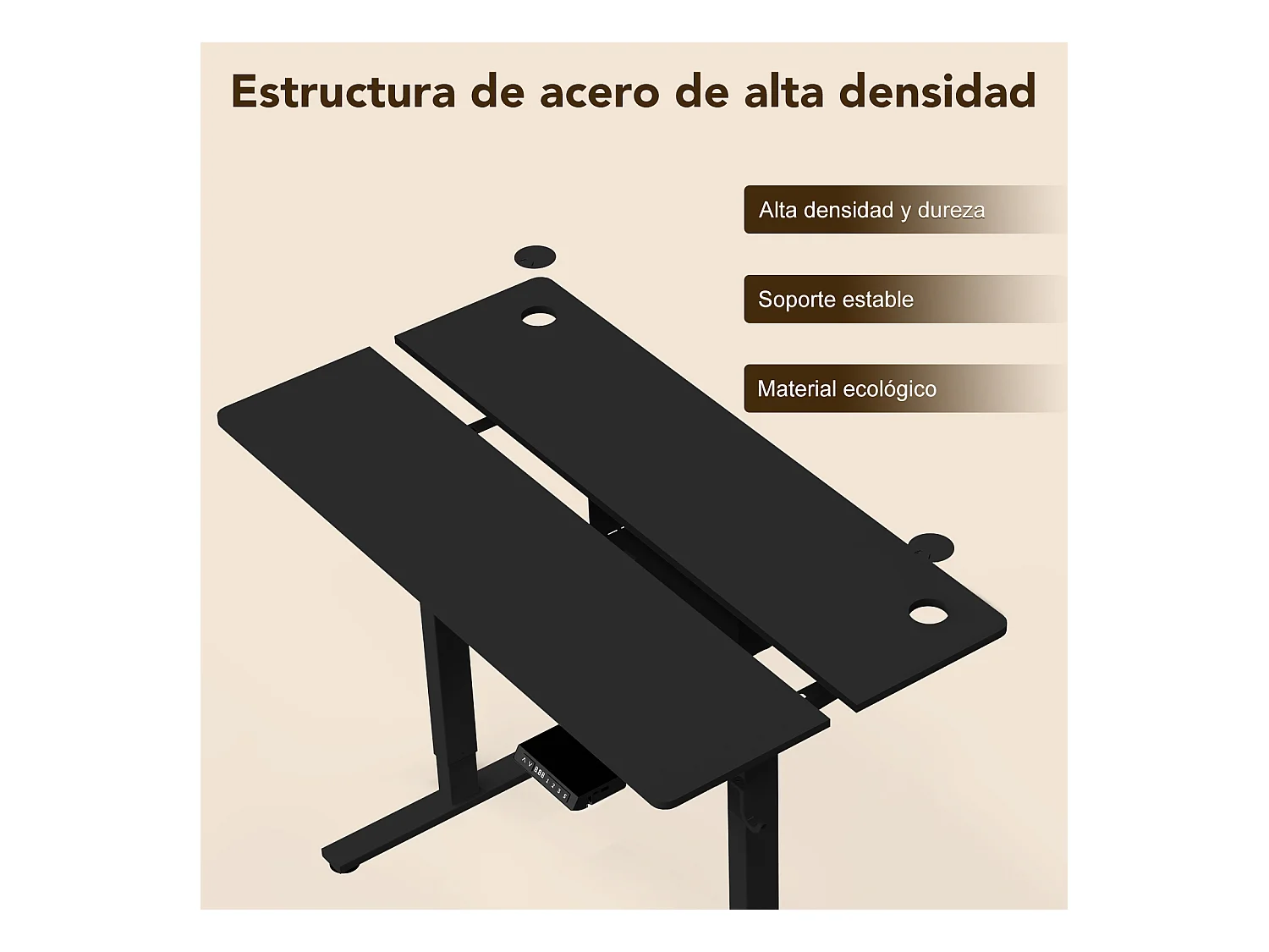 Escritorio eléctrico de pie y sentado 120x60 cm – Altura ajustable – Memoria y sistema anti-colisión – Puertos USB-A y Tipo-C – Color negro