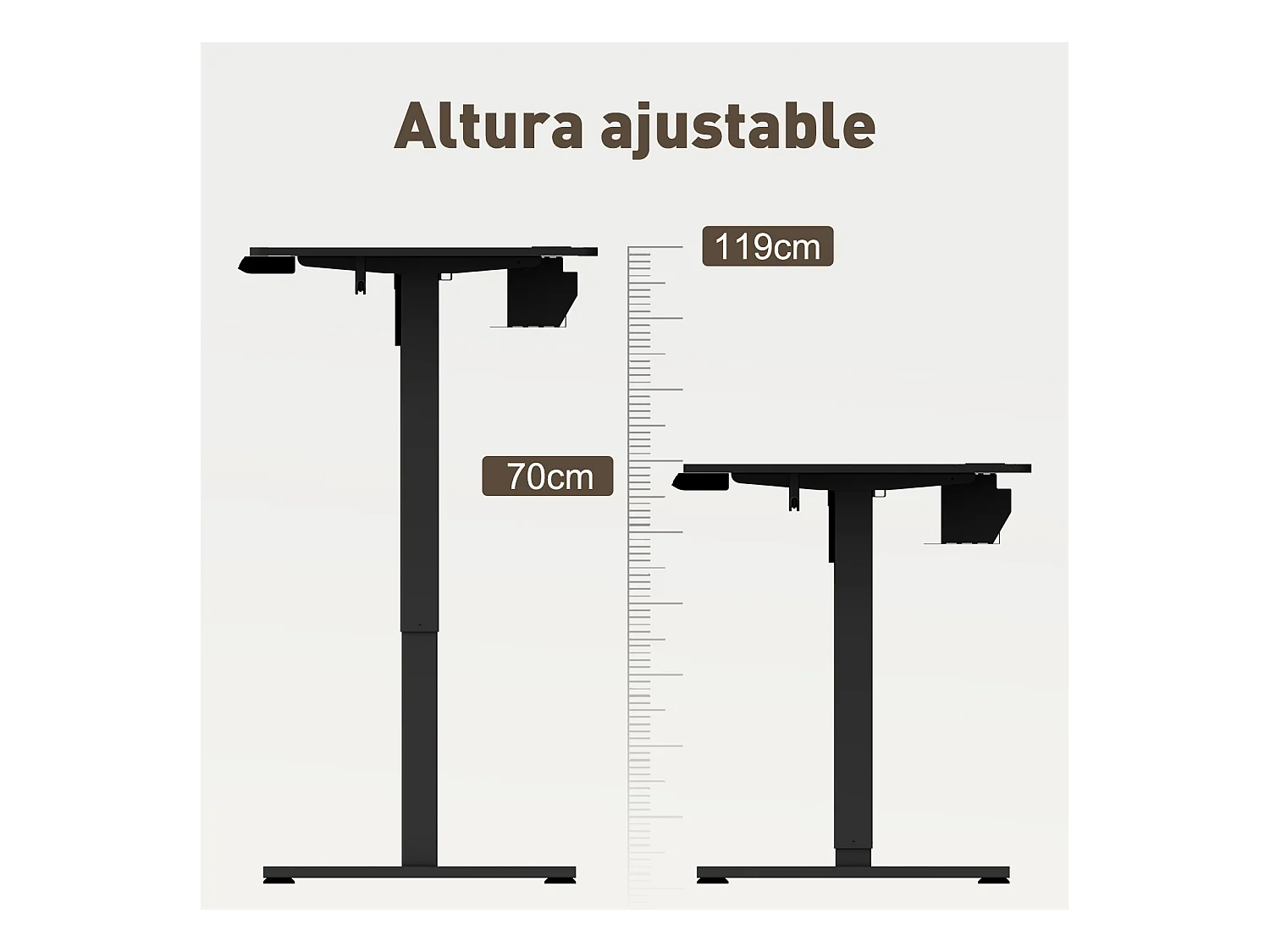 Escritorio eléctrico de pie y sentado 120x60 cm – Altura ajustable – Memoria y sistema anti-colisión – Puertos USB-A y Tipo-C – Color negro