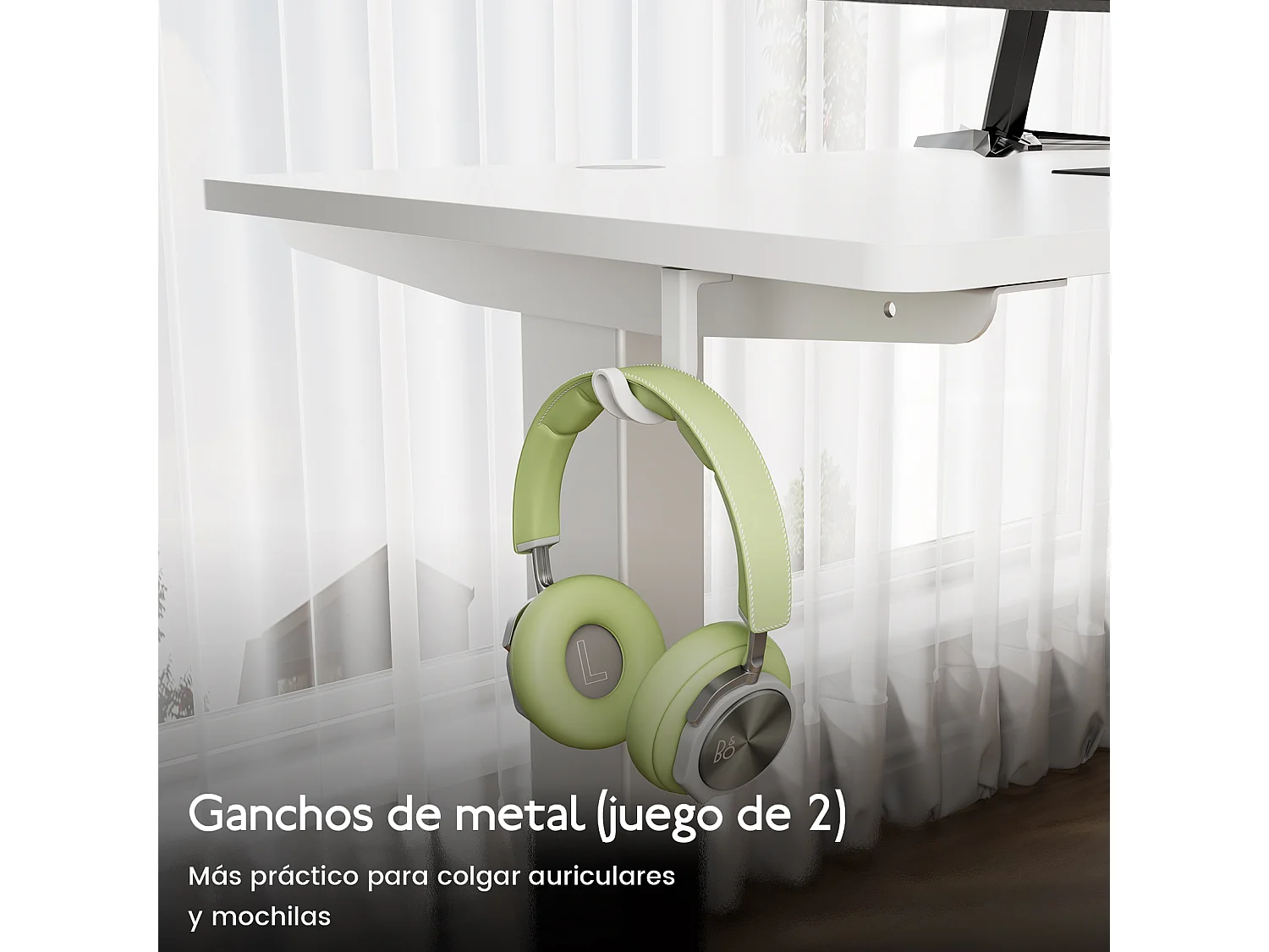 Escritorio eléctrico HOMAVO ajustable 140x60 cm – Función de memoria y anti-colisión – Ideal para teletrabajo – Color blanco