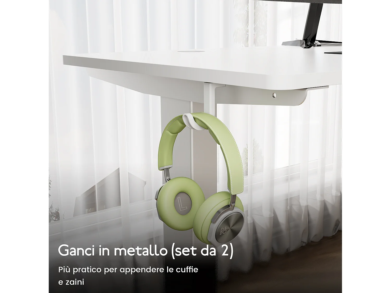 Scrivania elettrica HOMAVO regolabile 160x80 cm – Funzione memoria e anti-collisione – Ideale per il telelavoro – Colore bianco