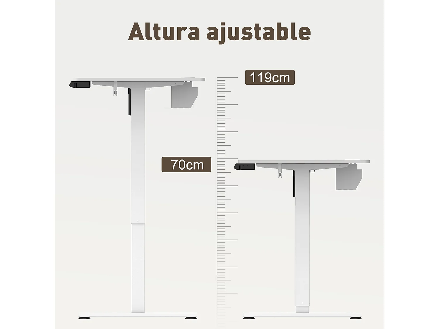 Escritorio eléctrico regulable en altura 120x60 cm – Memoria & sistema anti-colisión – Puertos USB-A y Tipo-C – Color blanco