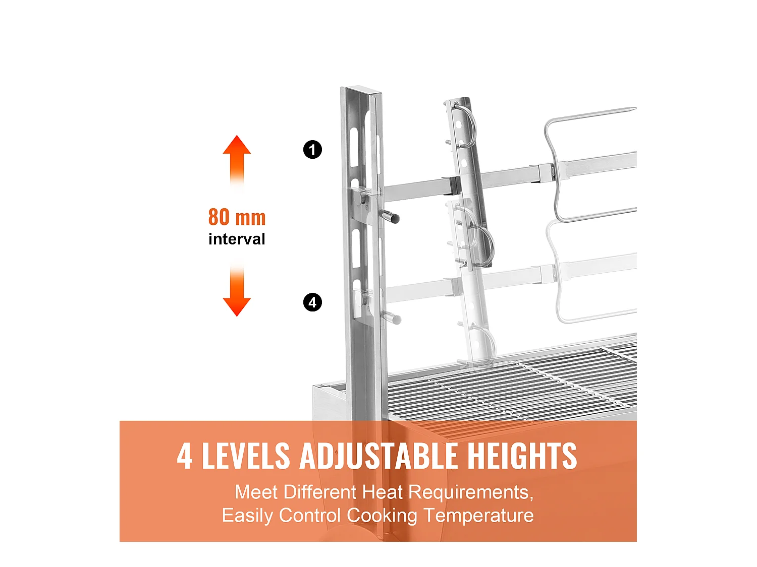 Barbecue à Rôtisserie, Rôtisserier électrique avec Moteur Puissant, Fabriqué en Acier Inoxydable Durable