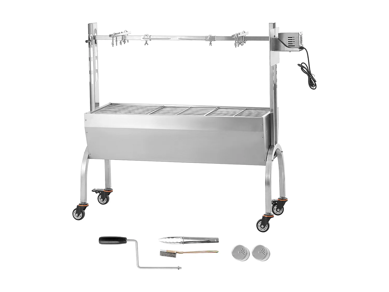 Rotisseriegrill, elektrische rotisserie met krachtige motor, gemaakt van duurzaam roestvrij staal, Grillbarbecue SucceBuy Spit Rotisserie BBQ