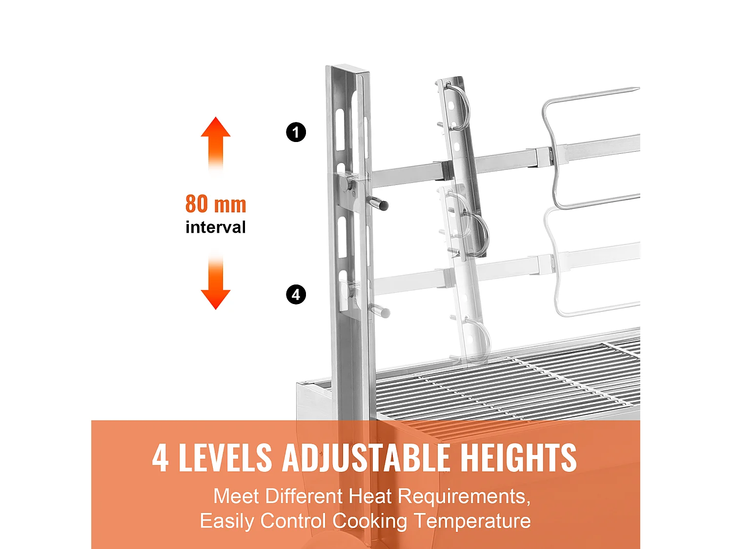 Rotisseriegrill, elektrische rotisserie met krachtige motor, gemaakt van duurzaam roestvrij staal, Grillbarbecue SucceBuy Spit Rotisserie BBQ