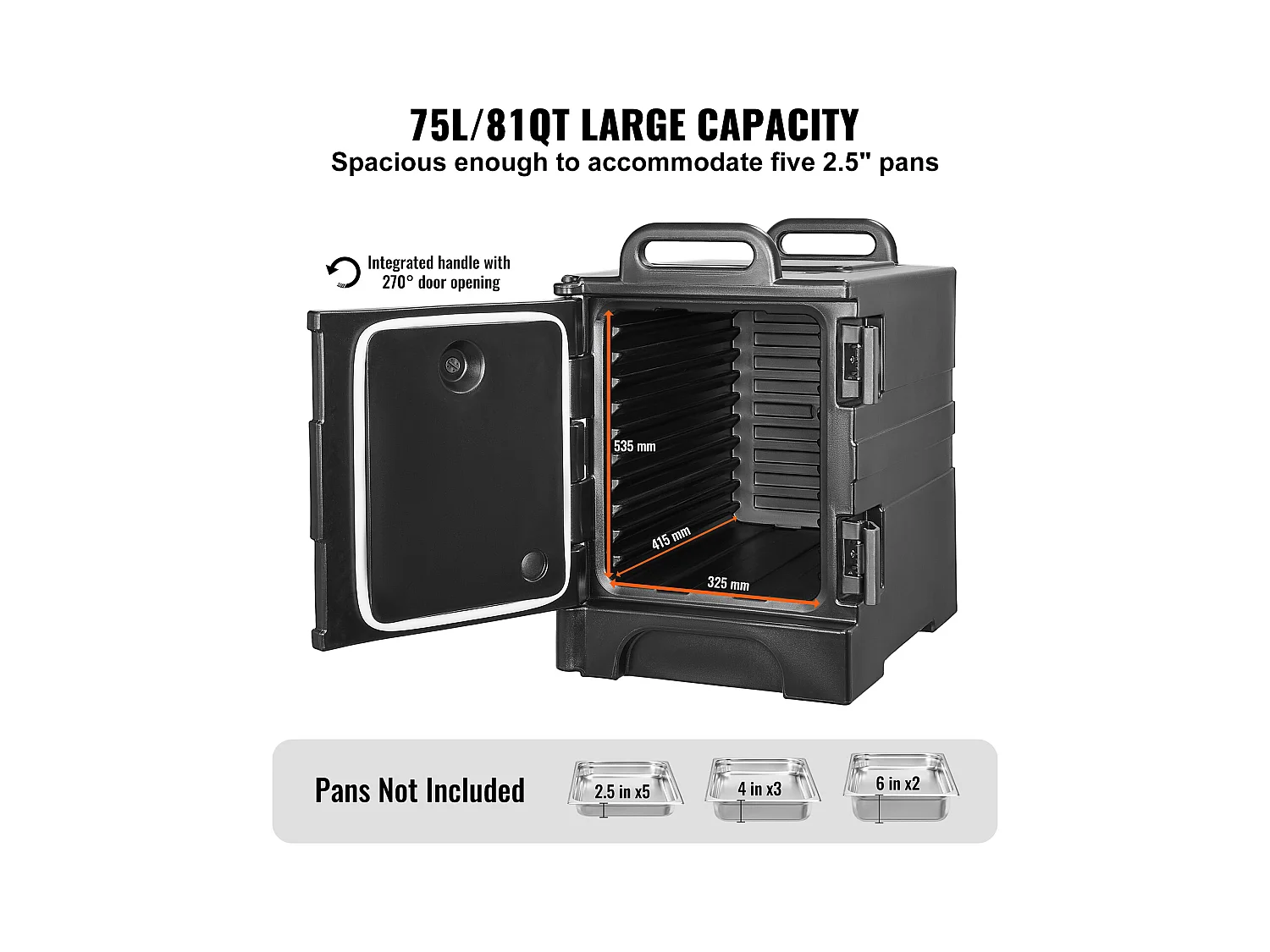 Boîte de Transport Isolé SucceBuy, Porte-Bac à Nourriture 77 L, pour Restauration, Restaurant, Cantine