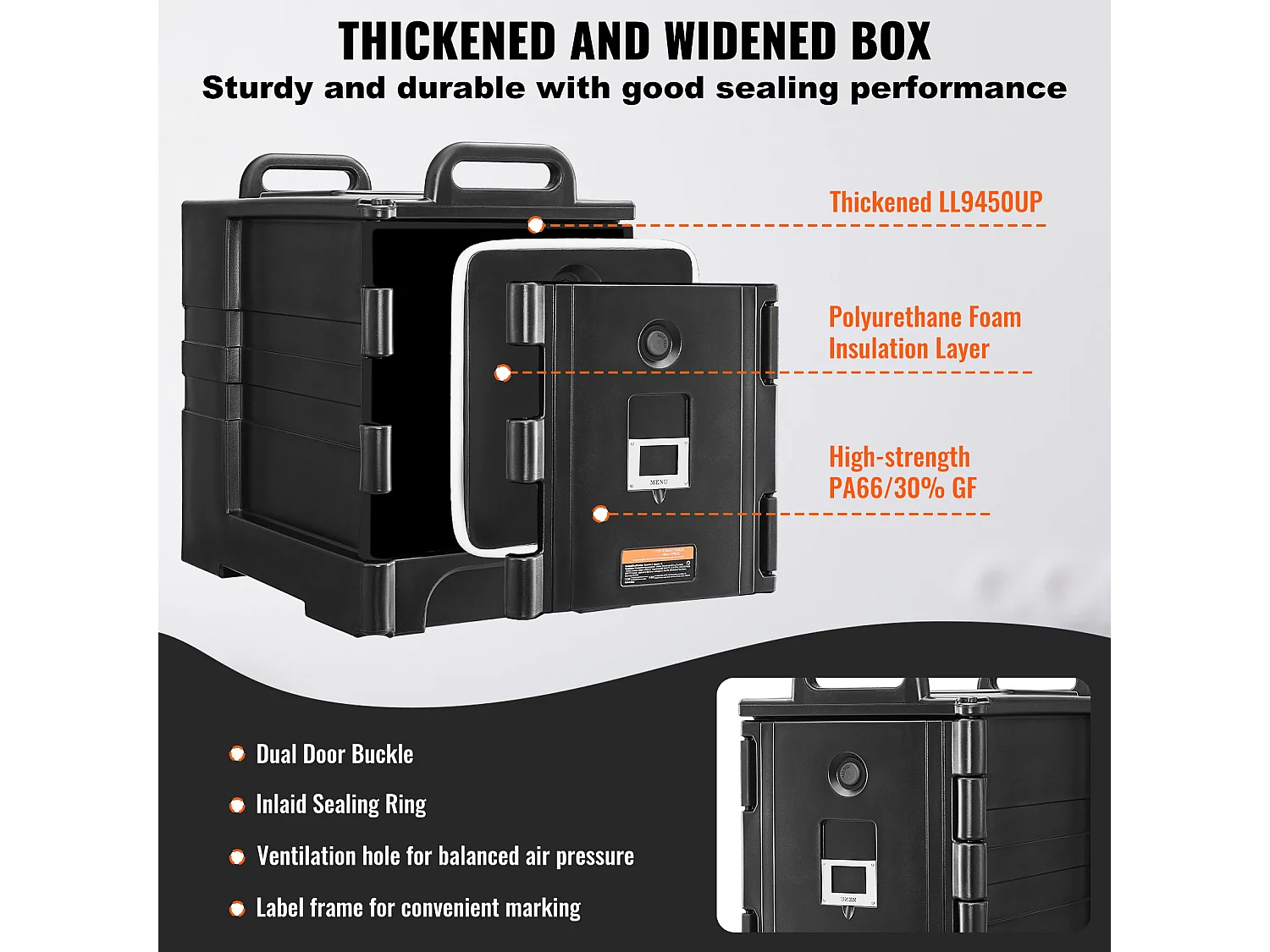 Geisoleerde Transportbox SucceBuy, Voedselbakhouder 77 L, voor Catering, Restaurants, Kantines