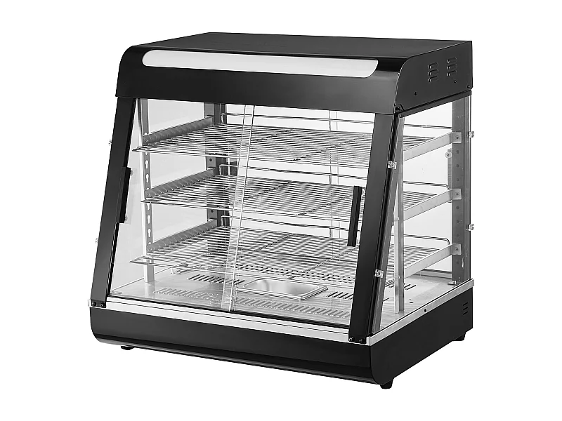 Heizvitrine SucceBuy, 3-Ebenen Gewerbliches Pizzaschrank, für Lebensmittel-Wärmer mit Licht