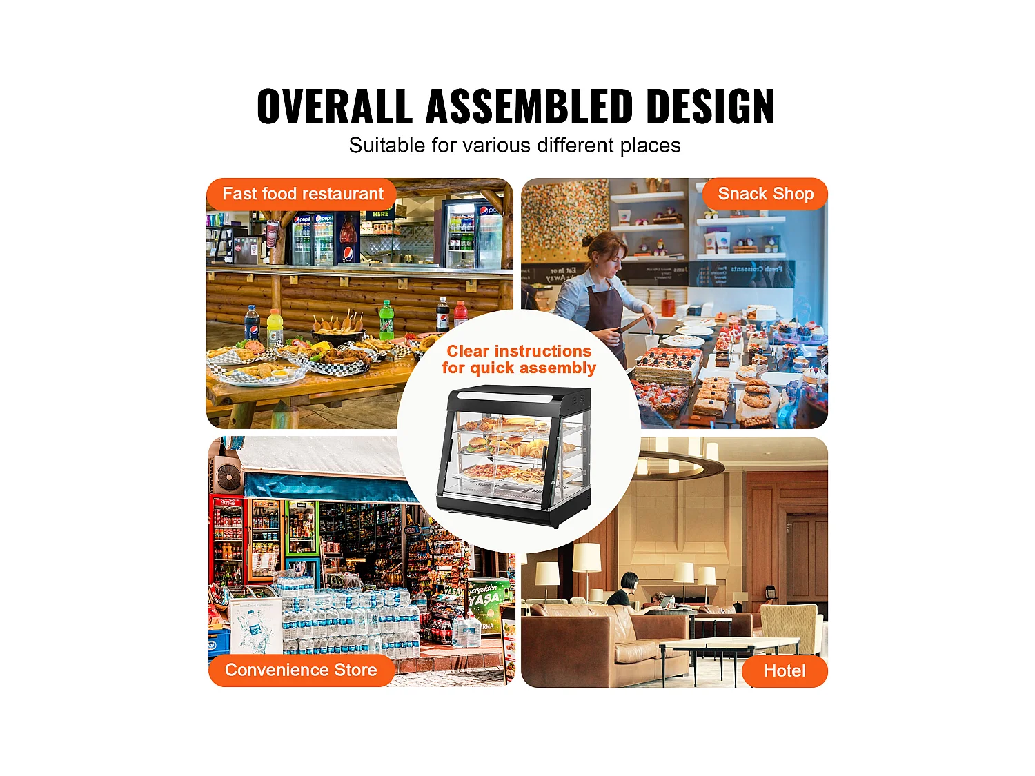 Vitrine Chauffante SucceBuy, Armoire à Pizza Commerciale à 3 Niveaux, pour Réchauffeur de Nourriture avec Lumière