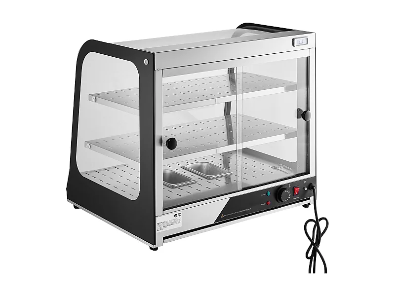 Heizvitrine SucceBuy, 2-Ebenen Gewerbliches Heizregal für Ladentisch mit Pizzazeiger