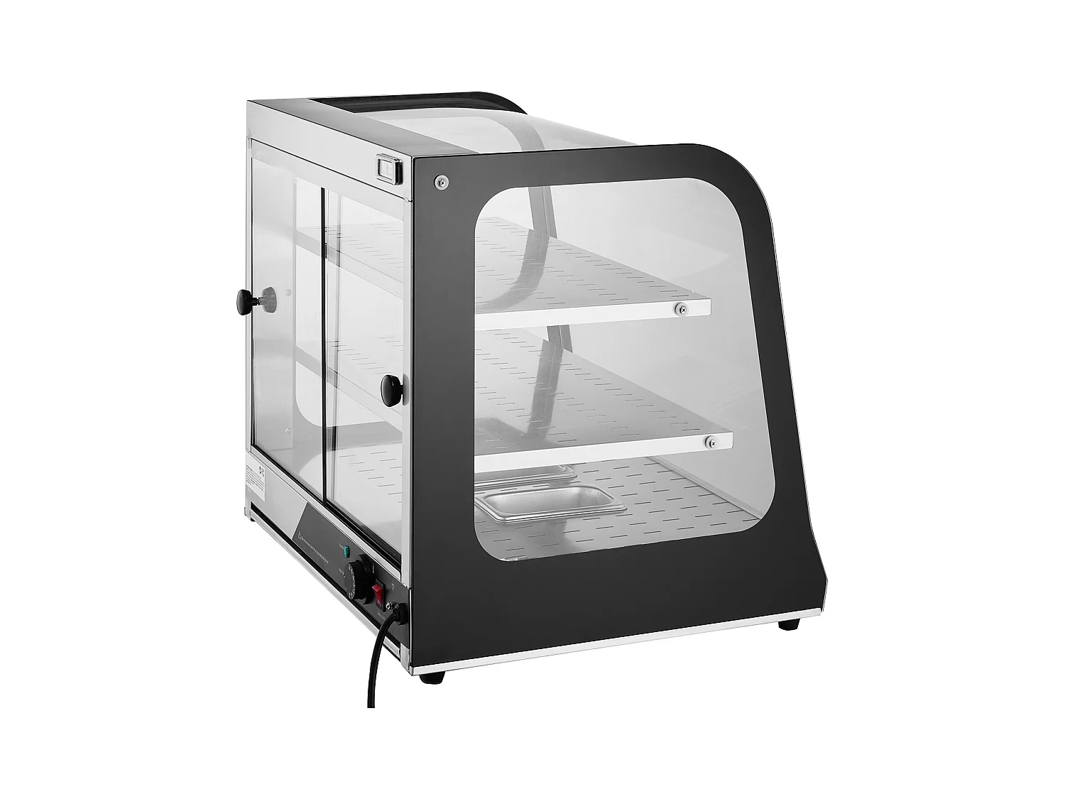 Vitrine Chauffante SucceBuy, Présentoir de Comptoir Chauffant Commercial à 2 Niveaux avec Pince pour Pizza, Contrôle de la Température de 30 ℃ à 85 ℃