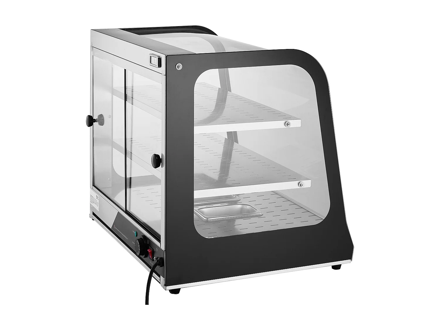 Vitrine Chauffante SucceBuy, Présentoir de Comptoir Chauffant Commercial à 2 Niveaux avec Pince pour Pizza, Contrôle de la Température de 30 ℃ à 85 ℃