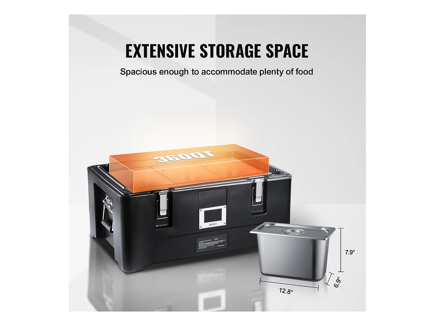 Boîte de Transport Isolé SucceBuy, Porte-Plateau Isolé, Chargement Supérieur Empilable de 34 L, avec 3 poêles, noir