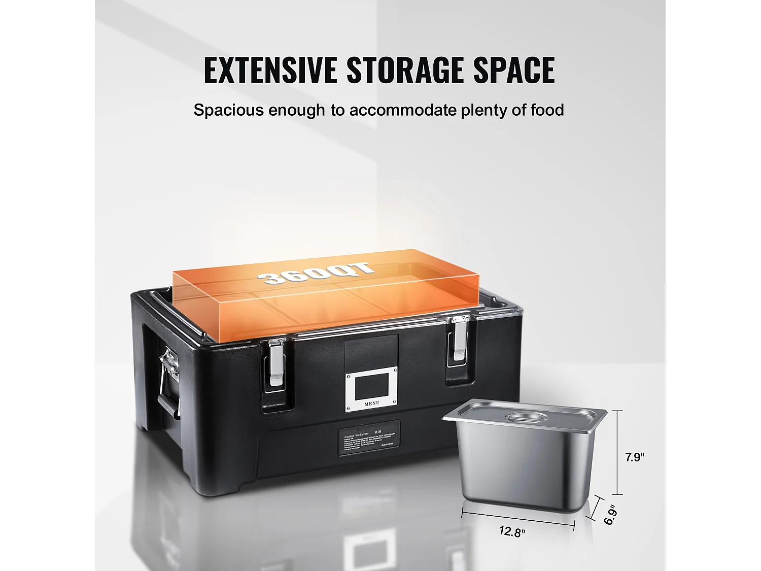 Geisoleerde Transportbox SucceBuy, Geisoleerd Bordhouder, Stapelbaar Bovenlaad 34 L, met 3 Pannen, Zwart