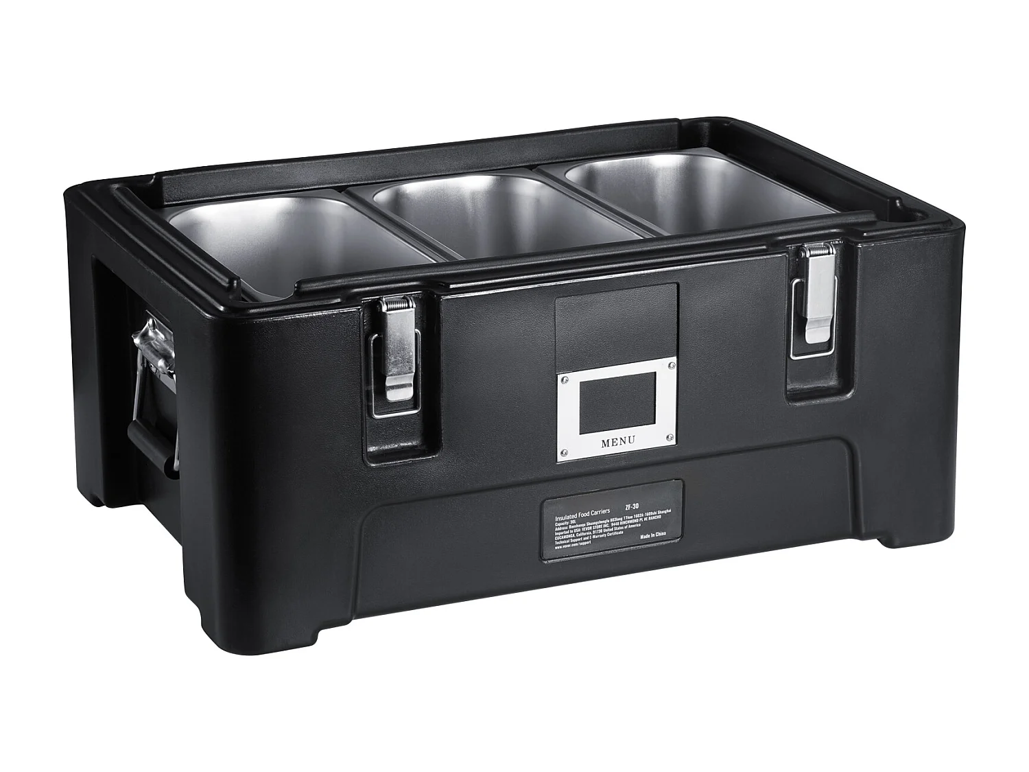 Geisoleerde Transportbox SucceBuy, Geisoleerd Bordhouder, Stapelbaar Bovenlaad 34 L, met 3 Pannen, Zwart