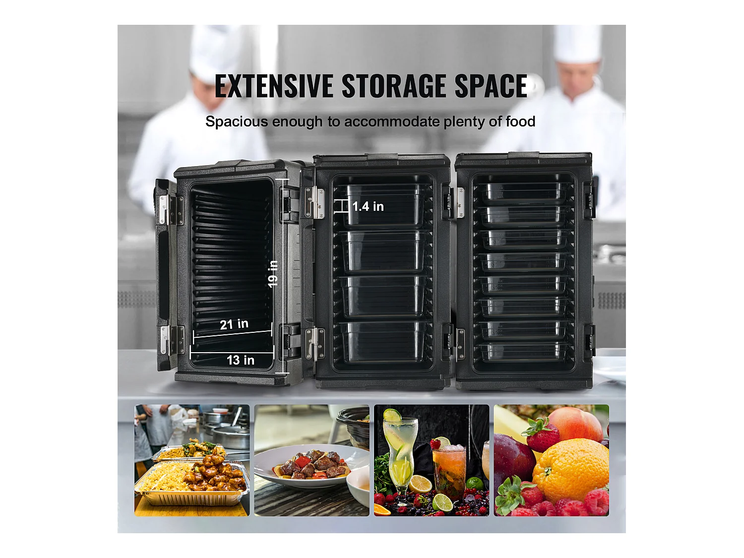 Boîte de Transport Isolé SucceBuy, Bacs à Nourriture Isolés à Chargement Frontal avec Roulettes 103 L ,Noir