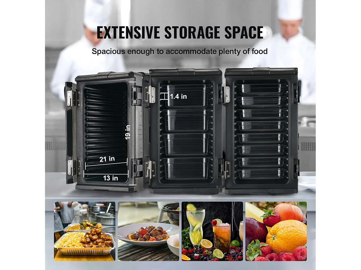 Boîte de Transport Isolé SucceBuy, Bacs à Nourriture Isolés à Chargement Frontal avec Roulettes 103 L ,Noir