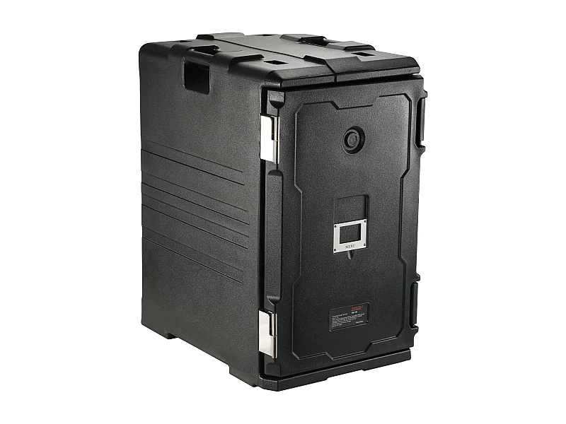 Geisoleerde Transportbox SucceBuy, Geisoleerde Voedselbakken met Frontlaad en Wielen 103 L, Zwart