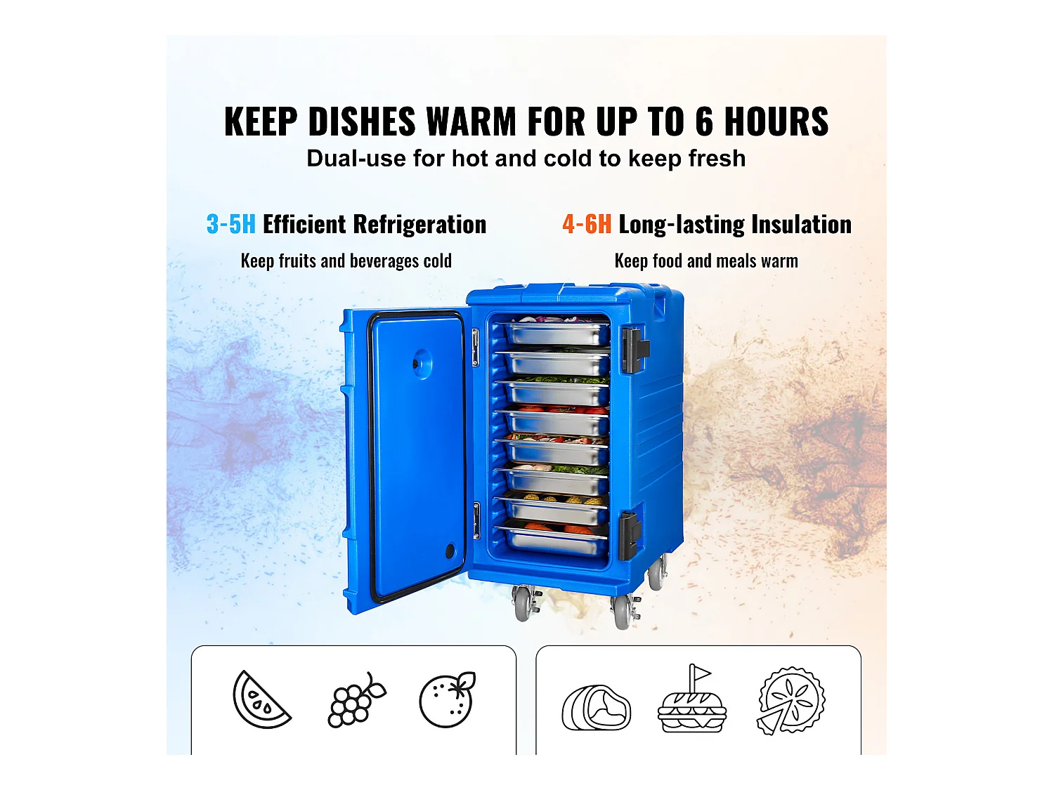 Boîte de Transport Isolé SucceBuy, 120L avec Roulettes, pour Restauration, Restaurant, Cantine