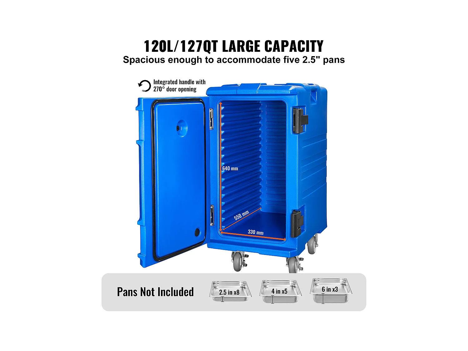 Boîte de Transport Isolé SucceBuy, 120L avec Roulettes, pour Restauration, Restaurant, Cantine