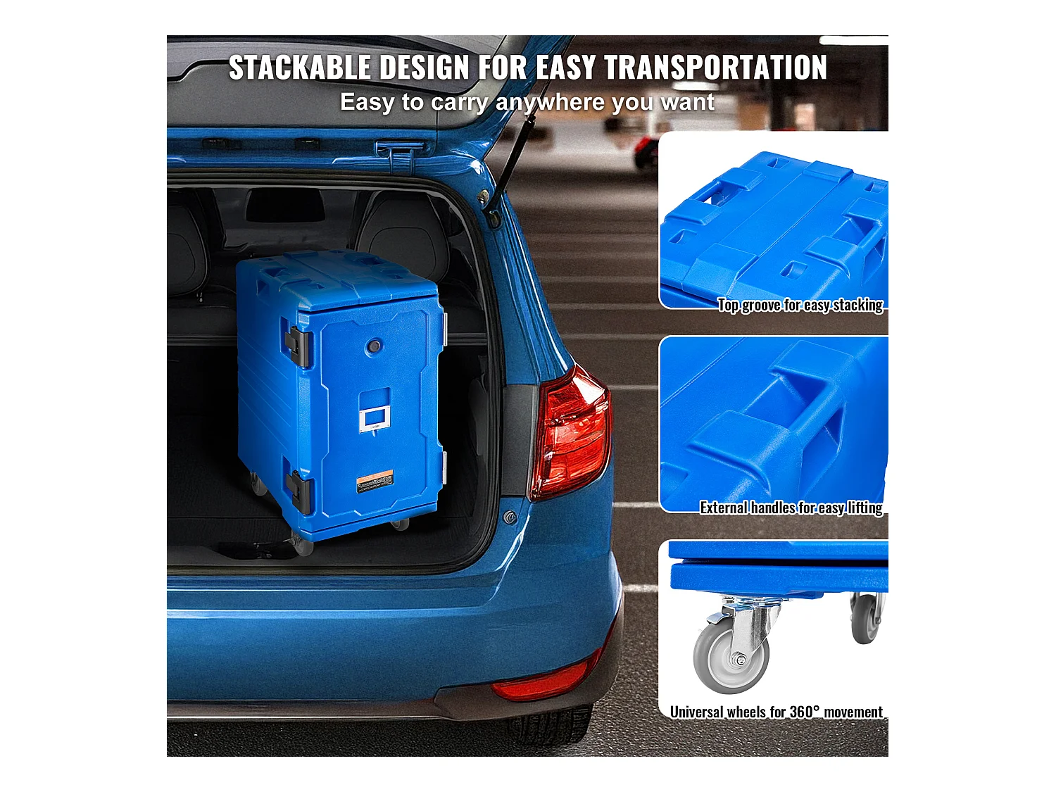 Boîte de Transport Isolé SucceBuy, 120L avec Roulettes, pour Restauration, Restaurant, Cantine