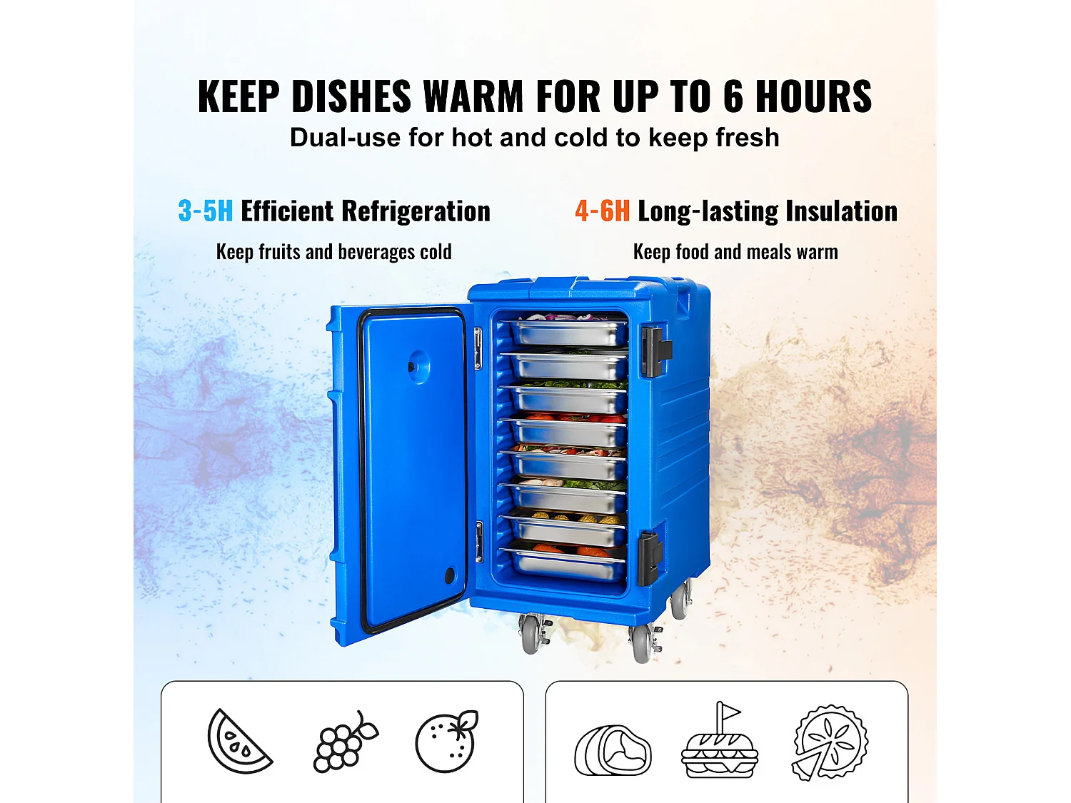 Boîte de Transport Isolé SucceBuy, 120L avec Roulettes, pour Restauration, Restaurant, Cantine