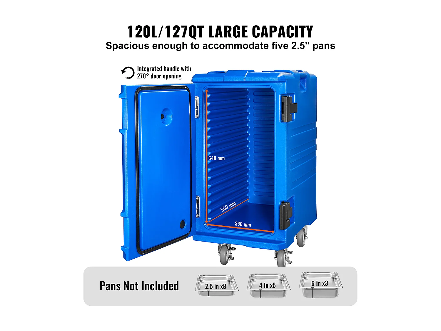 Boîte de Transport Isolé SucceBuy, 120L avec Roulettes, pour Restauration, Restaurant, Cantine