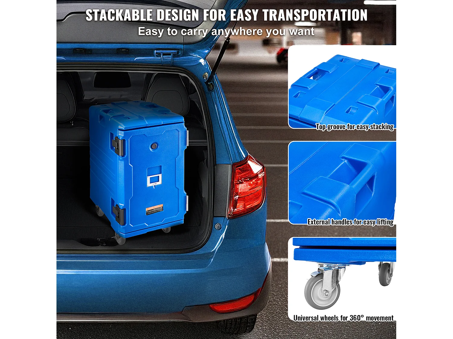 Boîte de Transport Isolé SucceBuy, 120L avec Roulettes, pour Restauration, Restaurant, Cantine