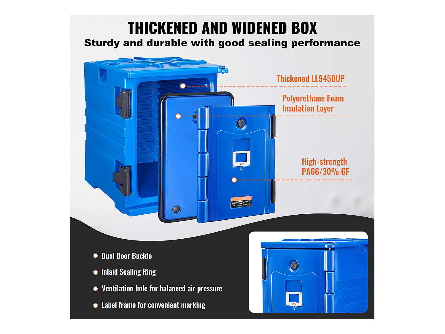 Boîte de Transport Isolé SucceBuy, Bacs à Nourriture Isolés, Empilable, pour la Restauration, 90 L