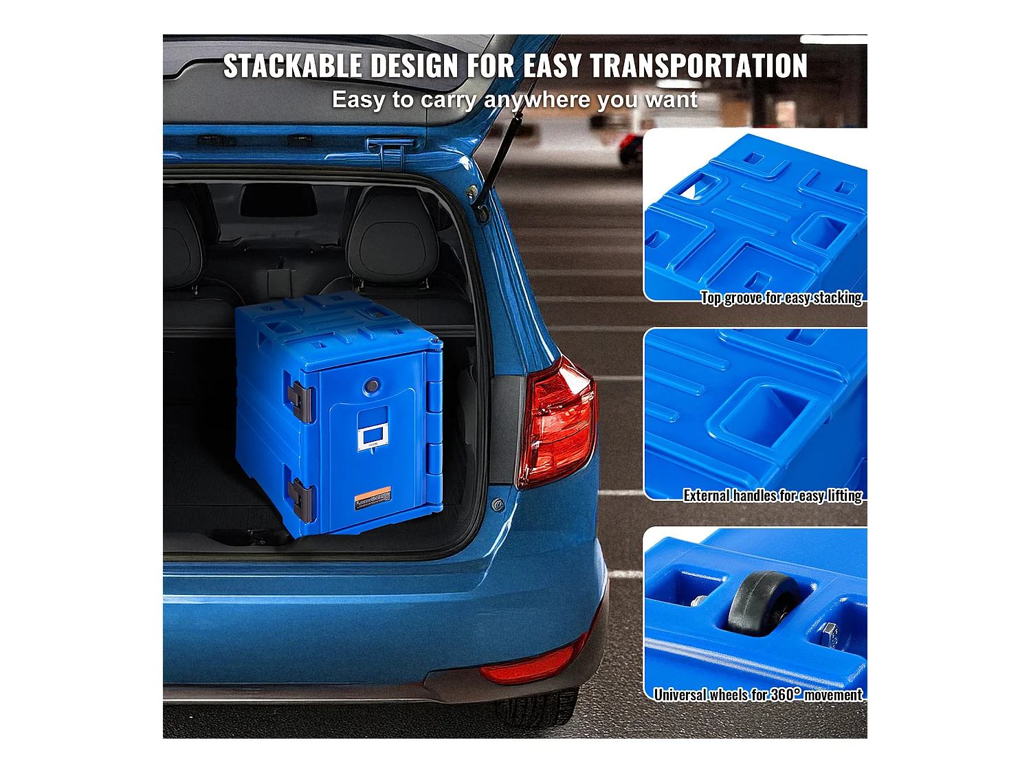 Boîte de Transport Isolé SucceBuy, Bacs à Nourriture Isolés, Empilable, pour la Restauration, 90 L