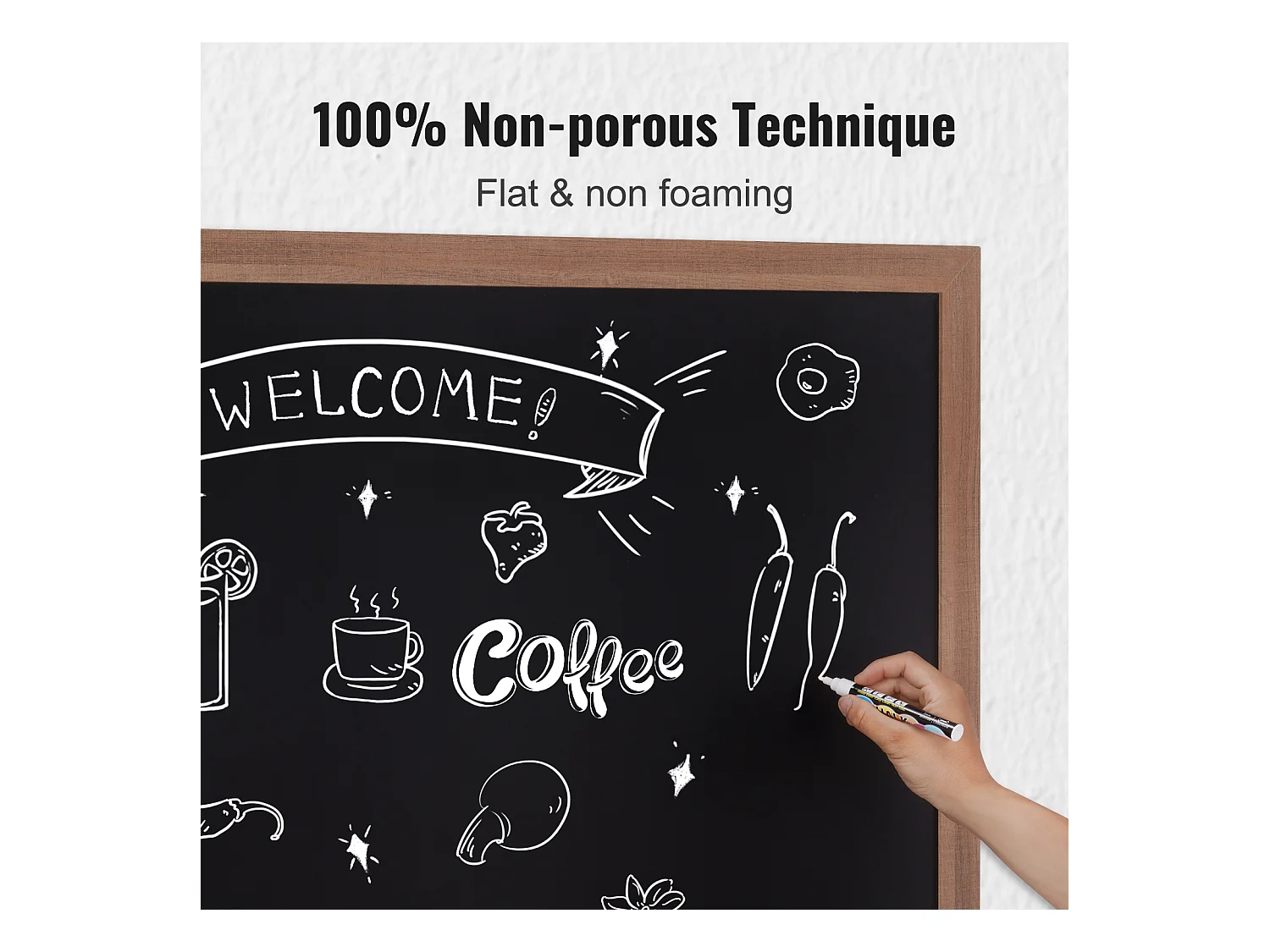 Tableau à Craie SucceBuy Panneau de Mariage Magnétique en Bois Rustique avec Cadre en Bois 89 x 117 cm