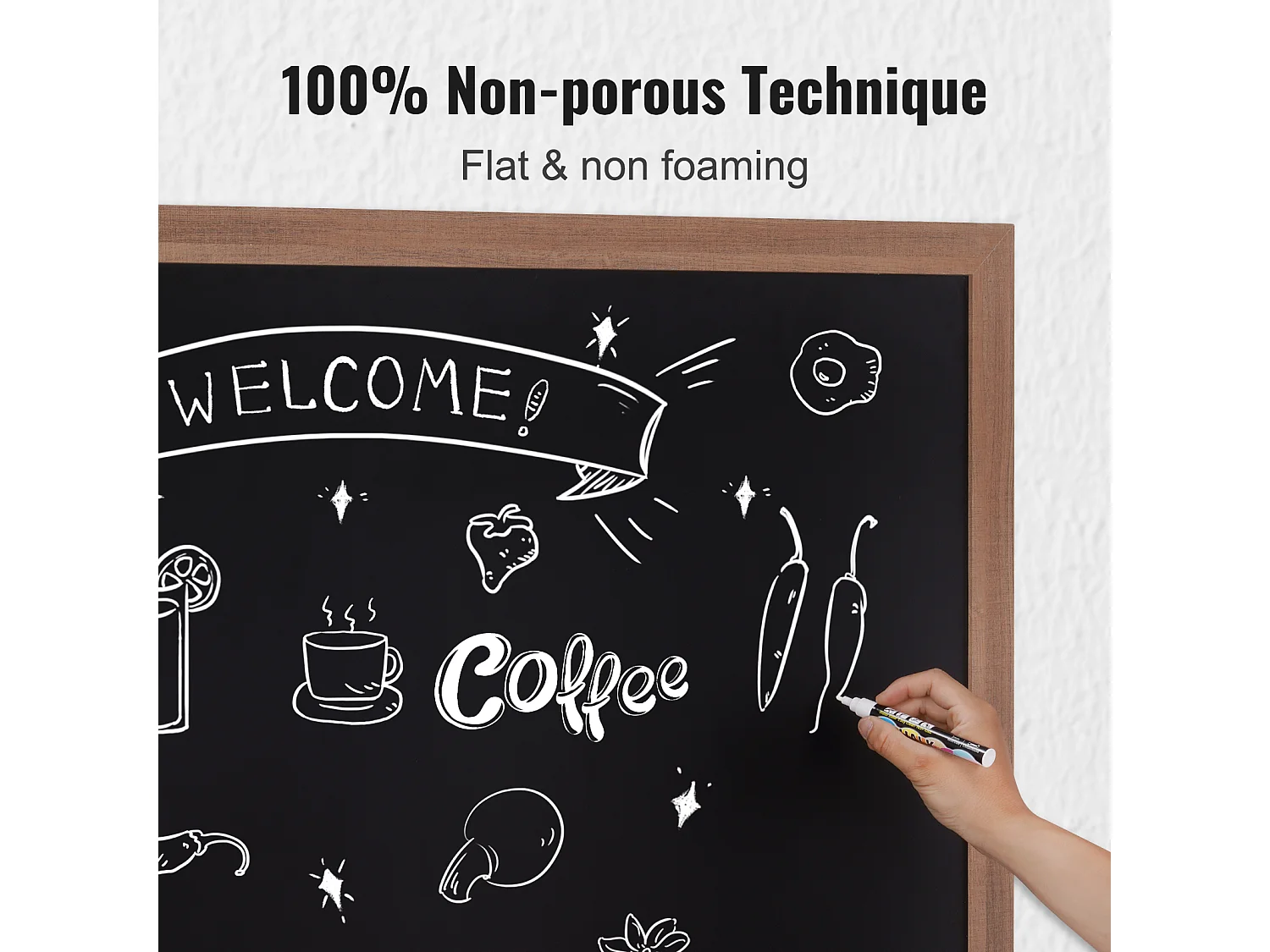 Schoolbord SucceBuy Rustiek Houten Magnetisch Trouwbord met Houten Frame 89 x 117 cm