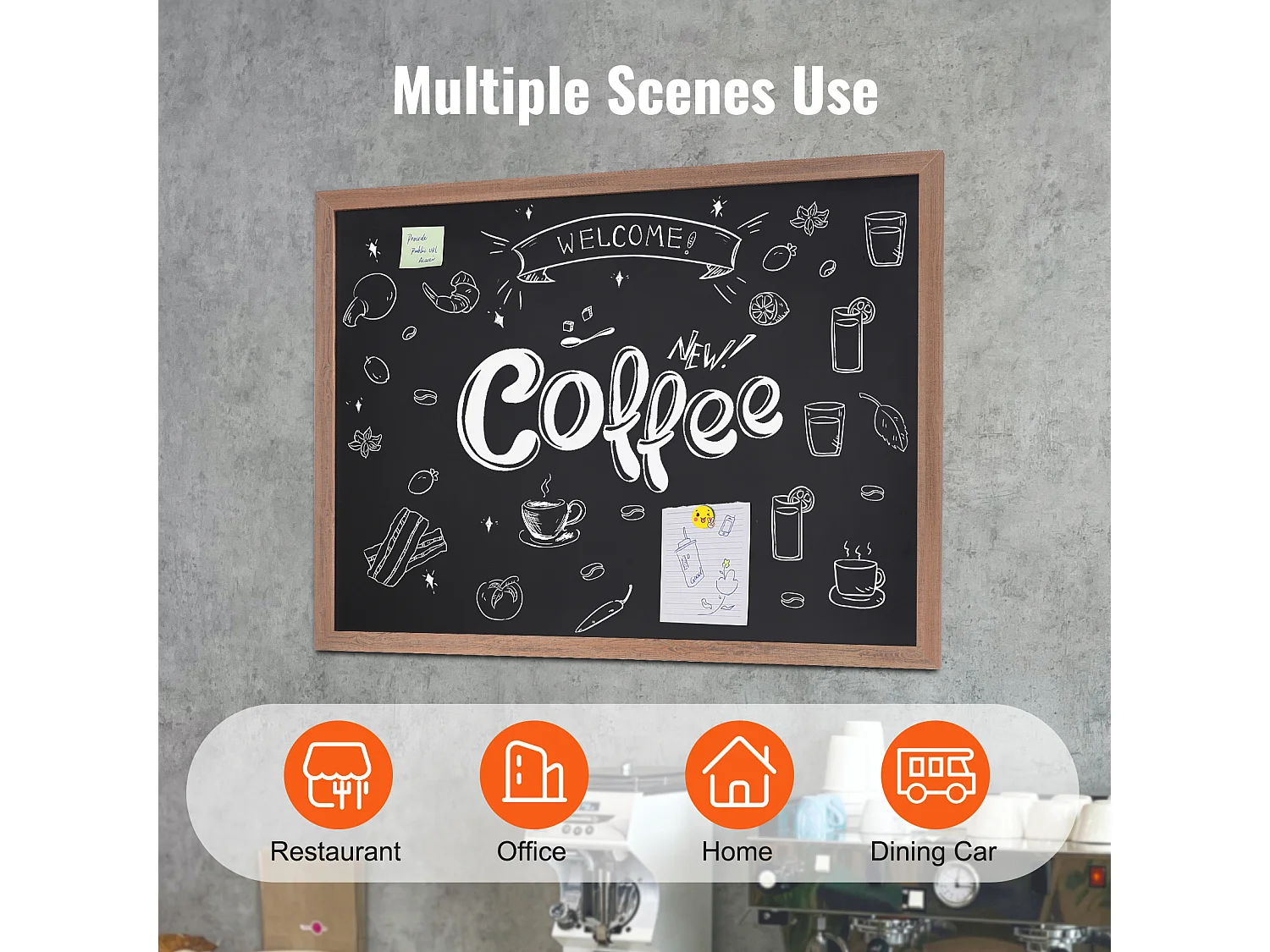 Schoolbord SucceBuy Rustiek Houten Magnetisch Trouwbord met Houten Frame 89 x 117 cm