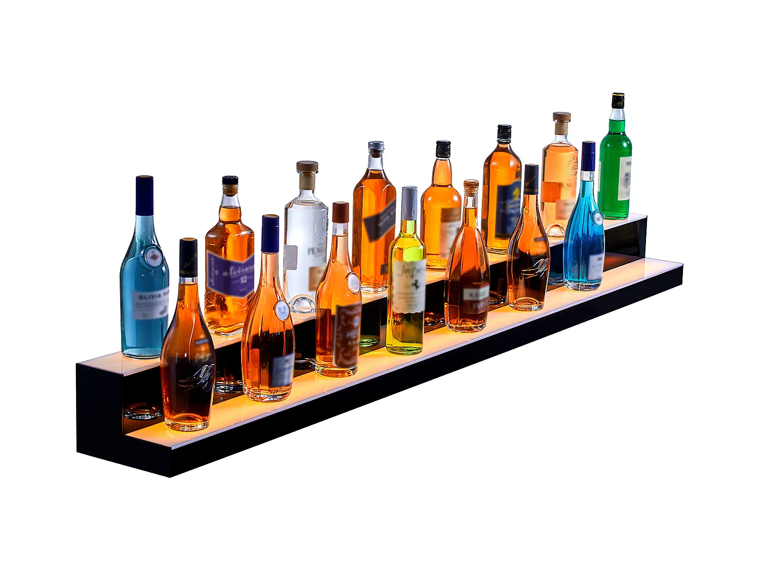 Présentoir de Bouteilles d'Alcool SucceBuy, Éclairé par LED en 2 Étapes, Étagère de Bar 182,8 cm, Contrôle RF et Application