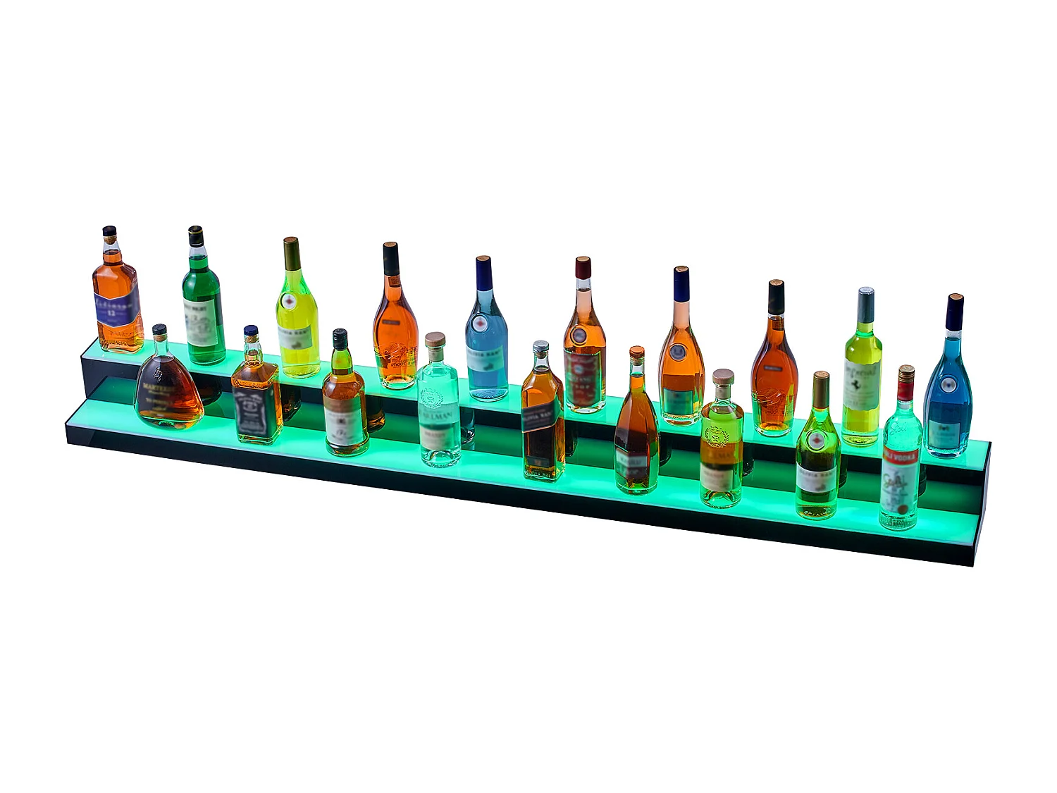 Présentoir de Bouteilles d'Alcool SucceBuy, Éclairé par LED en 2 Étapes, Étagère de Bar 182,8 cm, Contrôle RF et Application