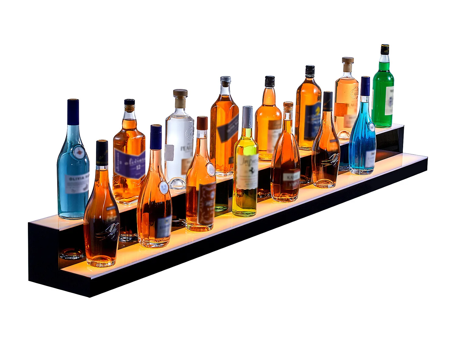 Présentoir de Bouteilles d'Alcool SucceBuy, Éclairé par LED en 2 Étapes, Étagère de Bar 182,8 cm, Contrôle RF et Application