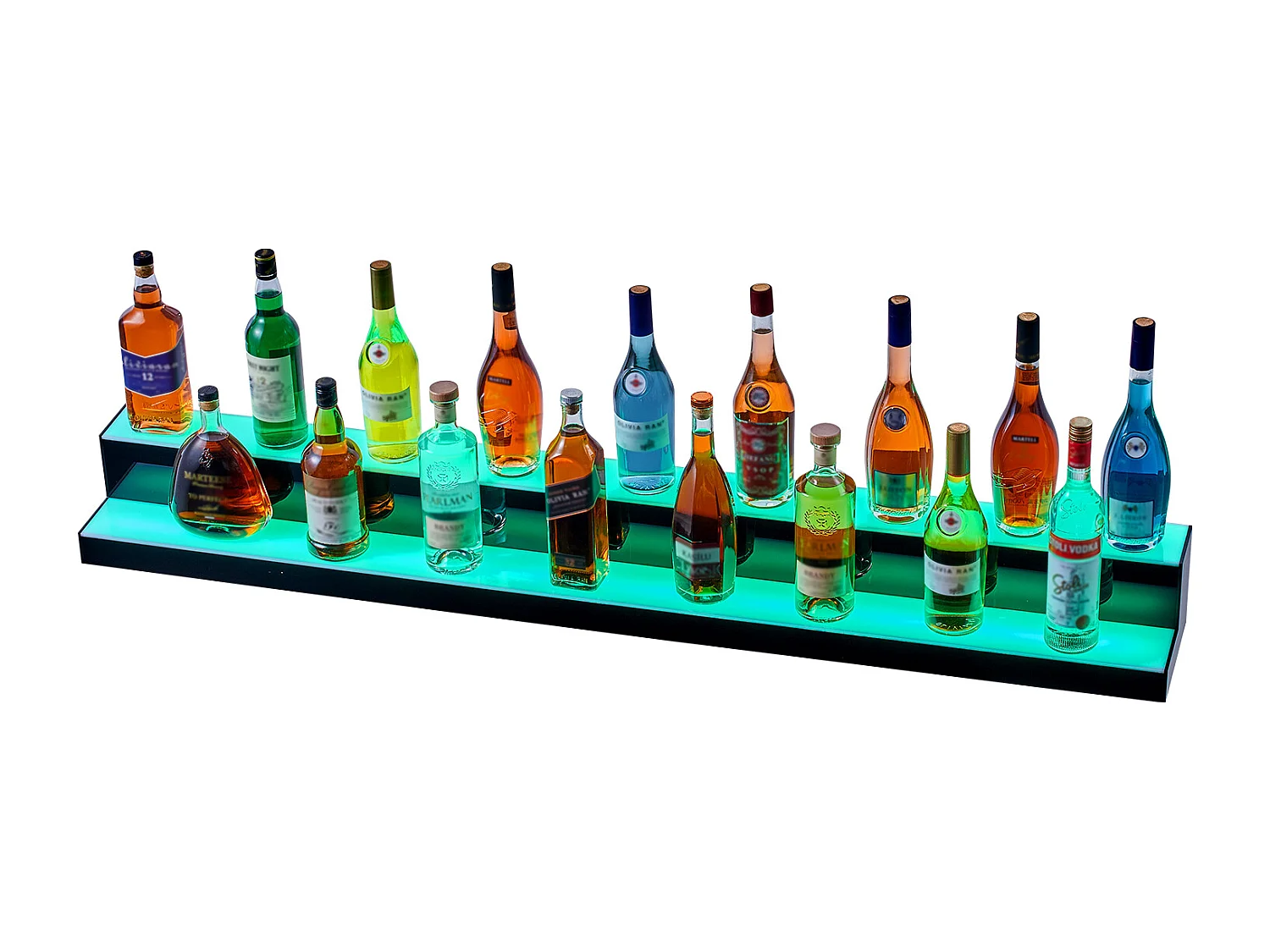 Présentoir de Bouteilles d'Alcool SucceBuy, Éclairé par LED en 2 Étapes, Étagère de Bar 152,4 cm, Contrôle RF et Application