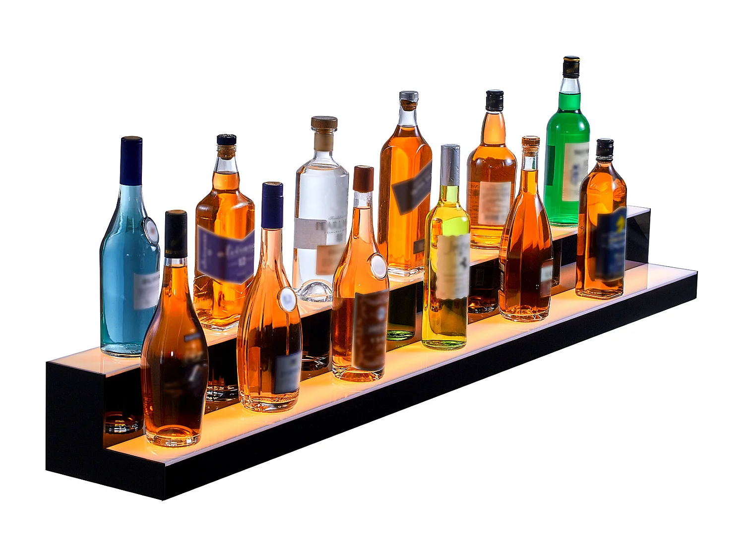 Expositor de Botellas de Alcohol SucceBuy, Iluminado con LED en 2 Niveles, Estante de Bar 152,4 cm, Control RF y Aplicación