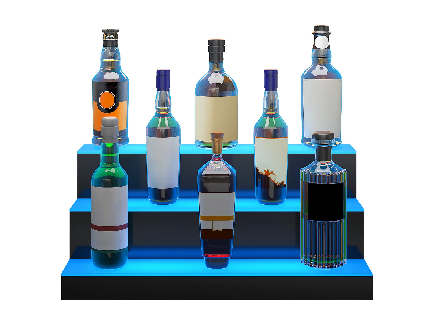 Présentoir de Bouteilles d'Alcool SucceBuy, Éclairé par LED en 3 Étapes, Étagère de Bar 60 cm, Contrôle RF et Application
