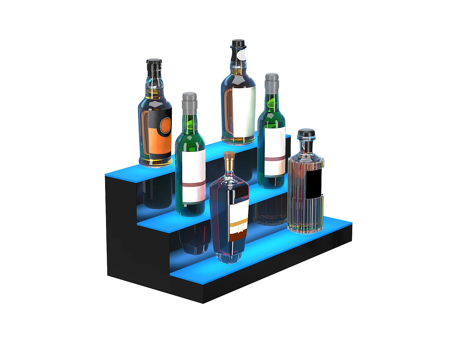 Présentoir de Bouteilles d'Alcool SucceBuy, Éclairé par LED en 3 Étapes, Étagère de Bar 60 cm, Contrôle RF et Application