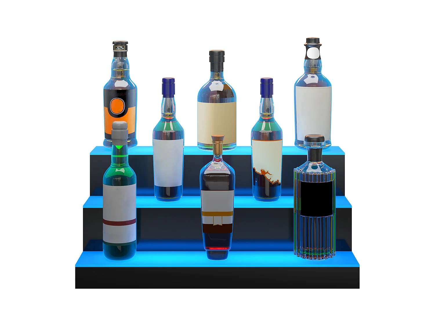 Présentoir de Bouteilles d'Alcool SucceBuy, Éclairé par LED en 3 Étapes, Étagère de Bar 60 cm, Contrôle RF et Application