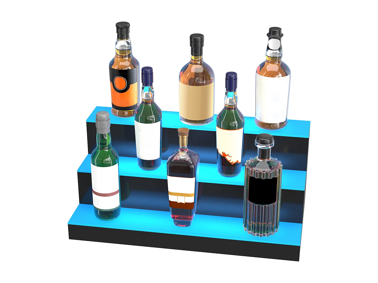 Présentoir de Bouteilles d'Alcool SucceBuy, Éclairé par LED en 3 Étapes, Étagère de Bar 60 cm, Contrôle RF et Application