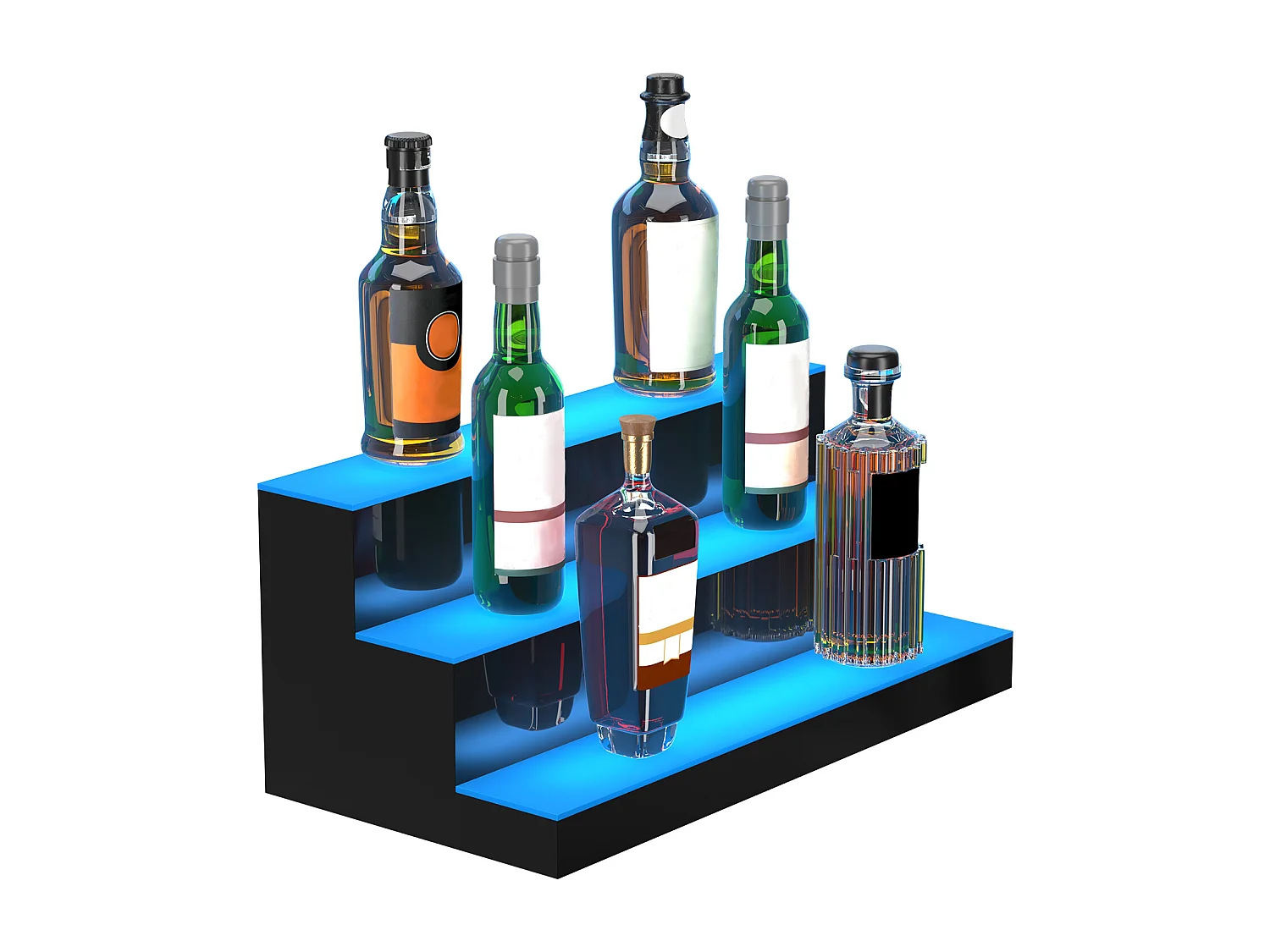 Présentoir de Bouteilles d'Alcool SucceBuy, Éclairé par LED en 3 Étapes, Étagère de Bar 60 cm, Contrôle RF et Application