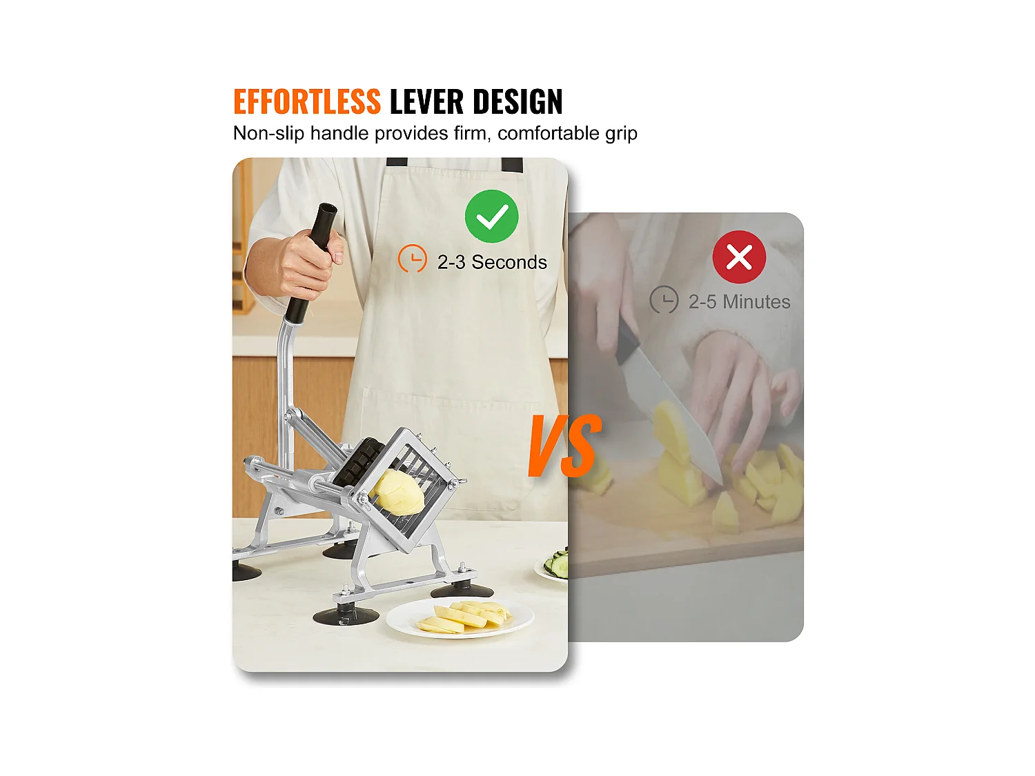 Trancheuse Manuelle SucceBuy 6,35 mm/9,5 mm/12,7 mm, Coupe-Légumes en Acier Inoxydable et Alu