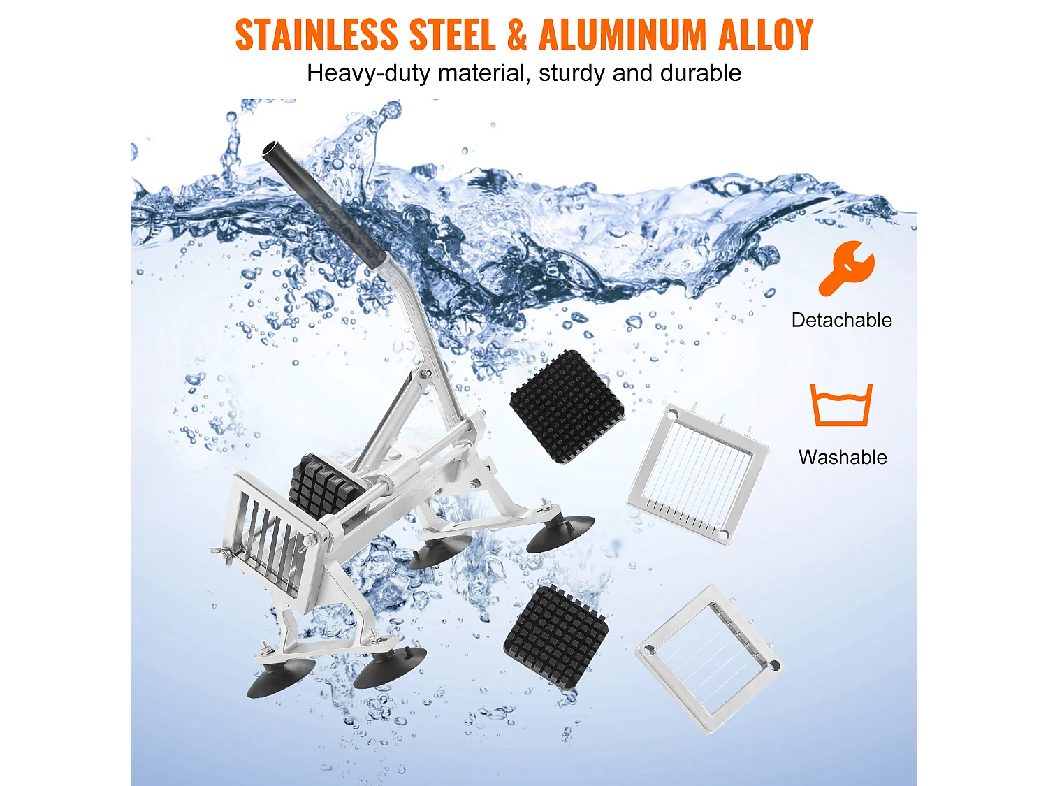 Trancheuse Manuelle SucceBuy 6,35 mm/9,5 mm/12,7 mm, Coupe-Légumes en Acier Inoxydable et Alu