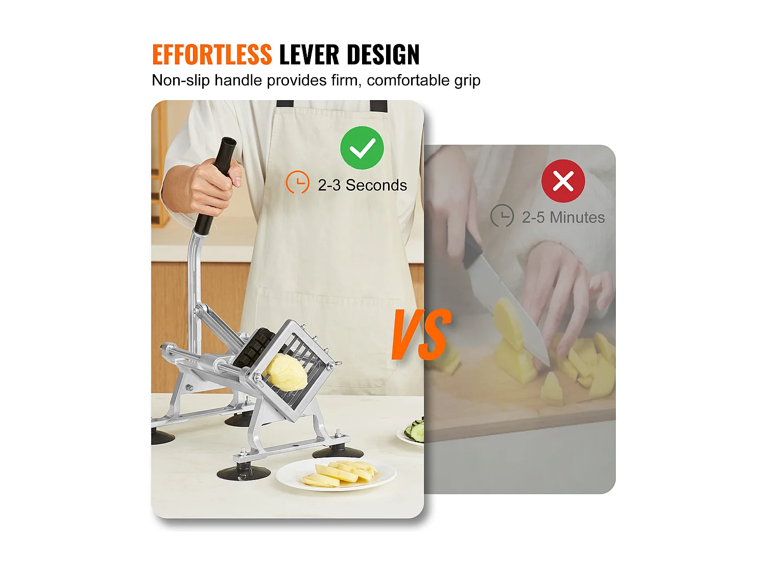 Trancheuse Manuelle SucceBuy 6,35 mm/9,5 mm/12,7 mm, Coupe-Légumes en Acier Inoxydable et Alu