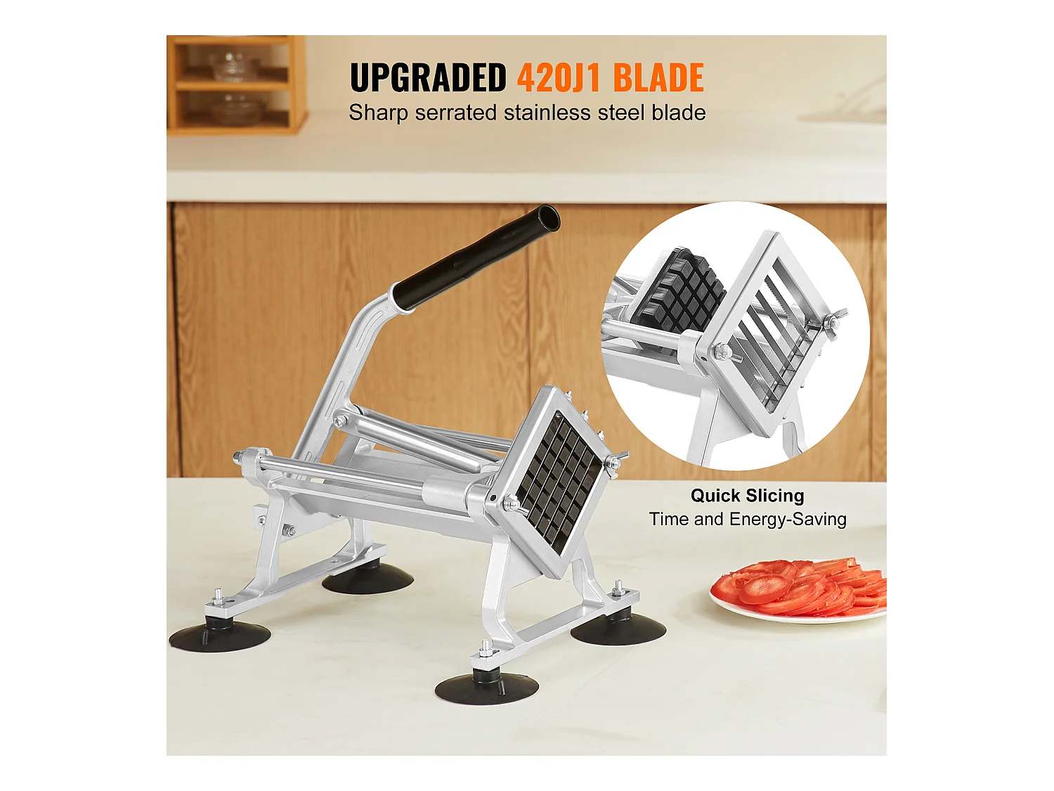 Trancheuse Manuelle SucceBuy 12,7 mm, Coupe-Légumes Commercial en Acier Inoxydable et Alliage d'Aluminium