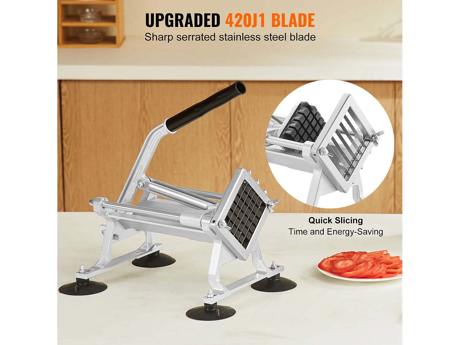 Trancheuse Manuelle SucceBuy 12,7 mm, Coupe-Légumes Commercial en Acier Inoxydable et Alliage d'Aluminium