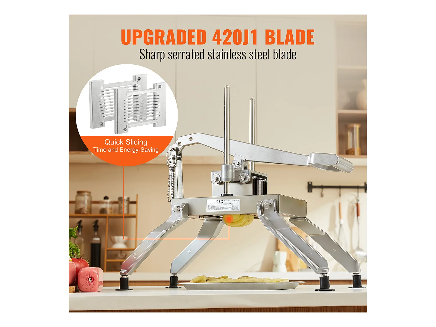 Tranchina Manuale SucceBuy 6,35 mm/12,7 mm, Taglia-Pomodori, Acciaio Inossidabile e Lega di Alluminio